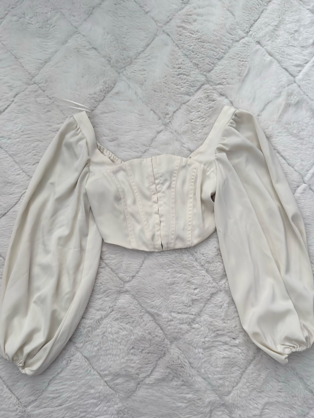 Urban Outfitters Cream Puff-Sleeve Corset Top